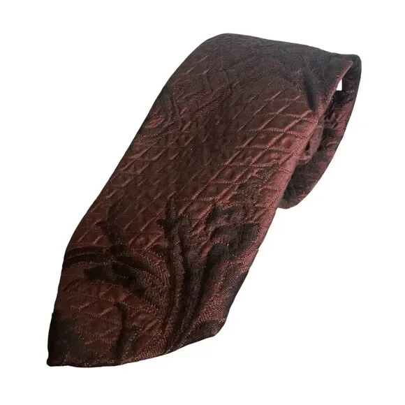 GIANNI VERSACE Men's 100% Silk Necktie Luxury Designer Burgundy Italy 3-6/8Wx62L - Picture 2 of 10